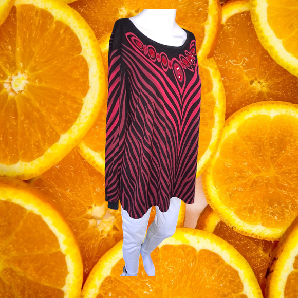 Bob Mackie Black and Red Blouse‎ with Beaded Collar Size 1X - Picture 1 of 7